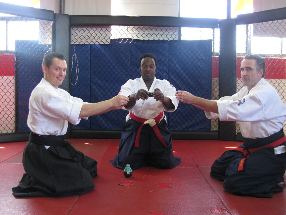 Sensei Kukura, Shihan York And Shihan Henderson Enjoy Kampai